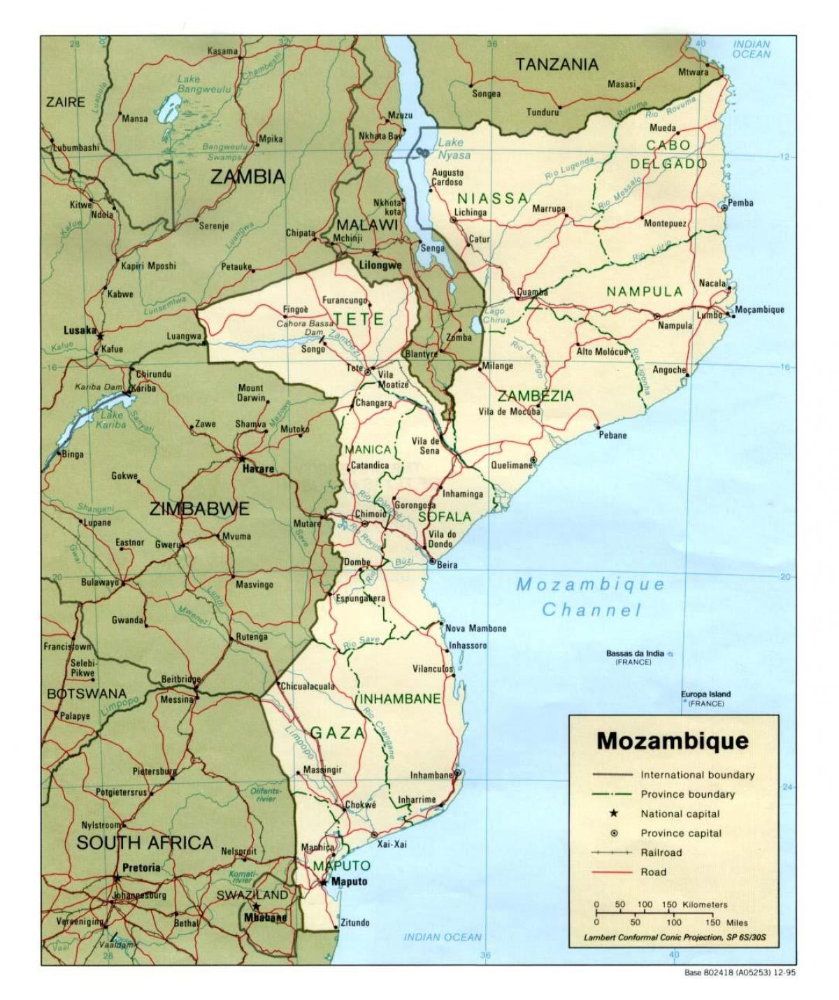 peta Mozambik peta rinci