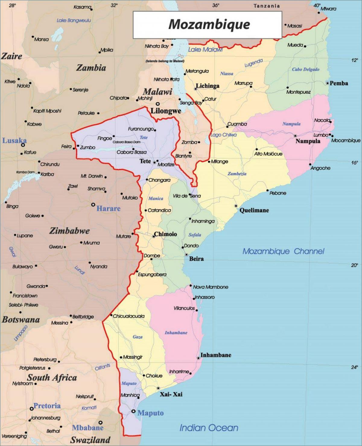 Mozambik peta politik