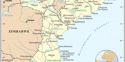 Bandara di Mozambik pada peta